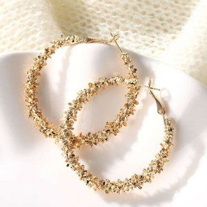 New Beautiful 18k Gold Over Silver Hoop Earrings